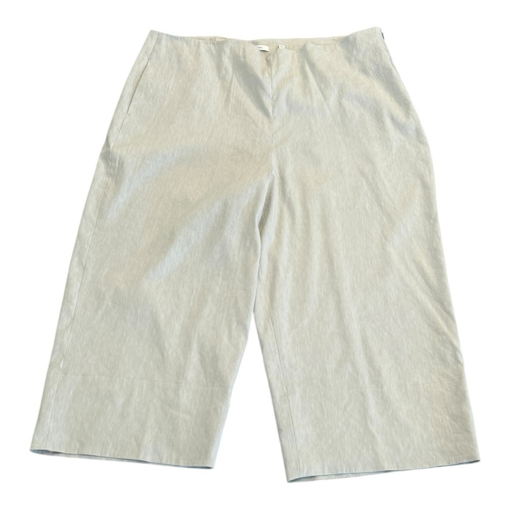 VINCE Wide Leg Linen Blend Cropped High Waist Pants Light Dove Size 22 NEW - Picture 6 of 9